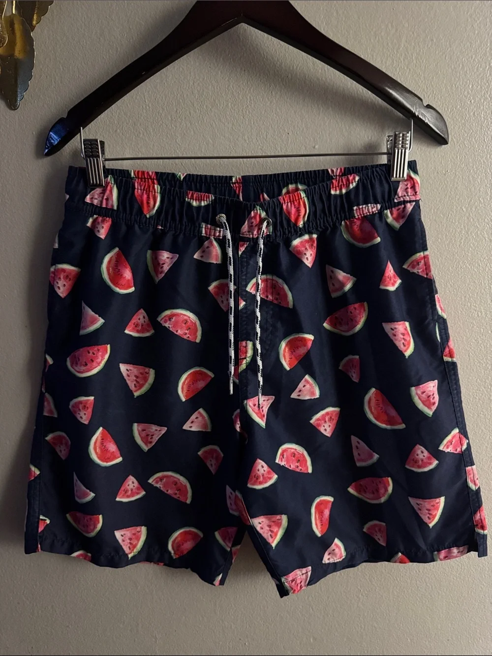 Snapper Rock Navy Swim Trunks with Watermelon Print